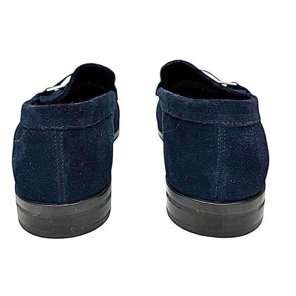 Stacy Adams Mens Newcomb Moc Toe Bit Loafer Blue Suede 7.5 M Pre-Owned - Picture 3 of 11